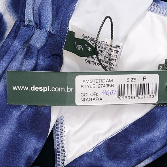 New Small Despi Blue Swim Bottom NWT Abstract Gem Silver Accent Boho Bohemian - Picture 7 of 11